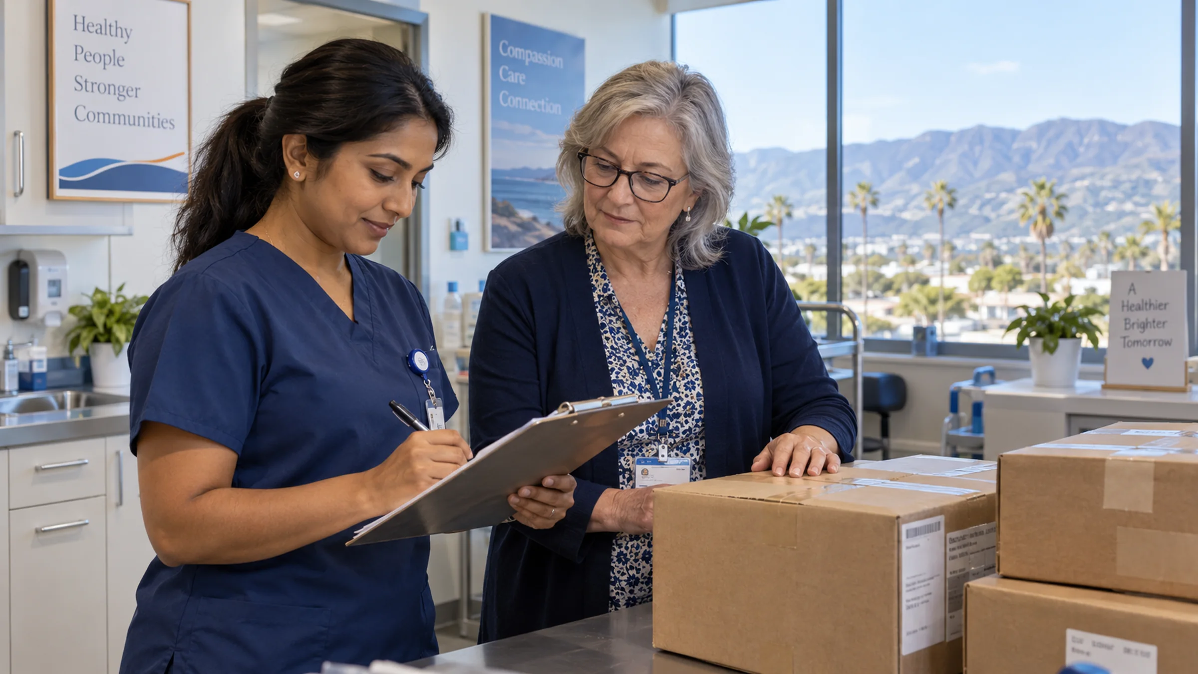 Illustrative Ventura County clinic staff preparing receiving instructions