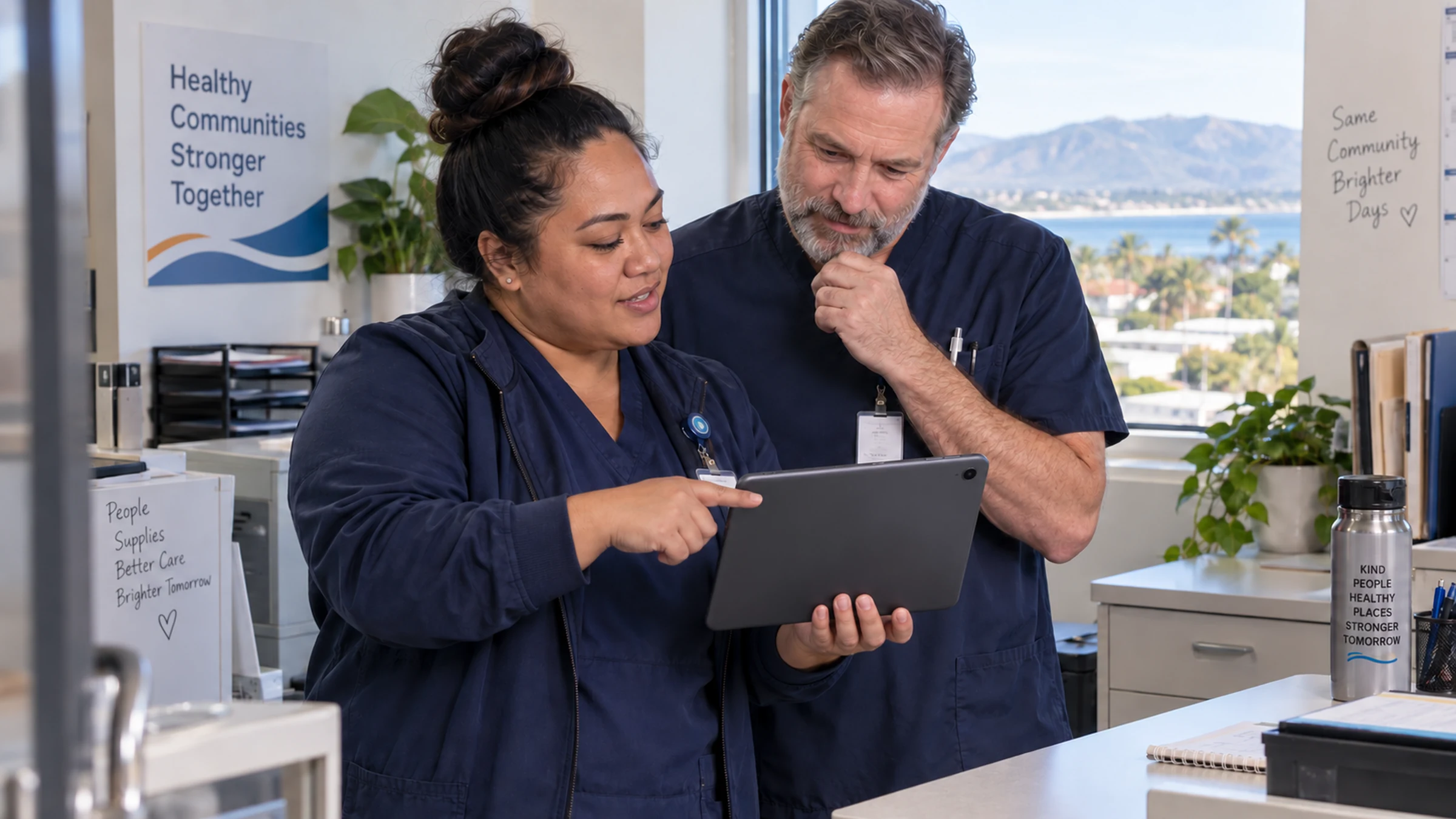 Illustrative Ventura County dispatch specialist reviewing a route with a care coordinator