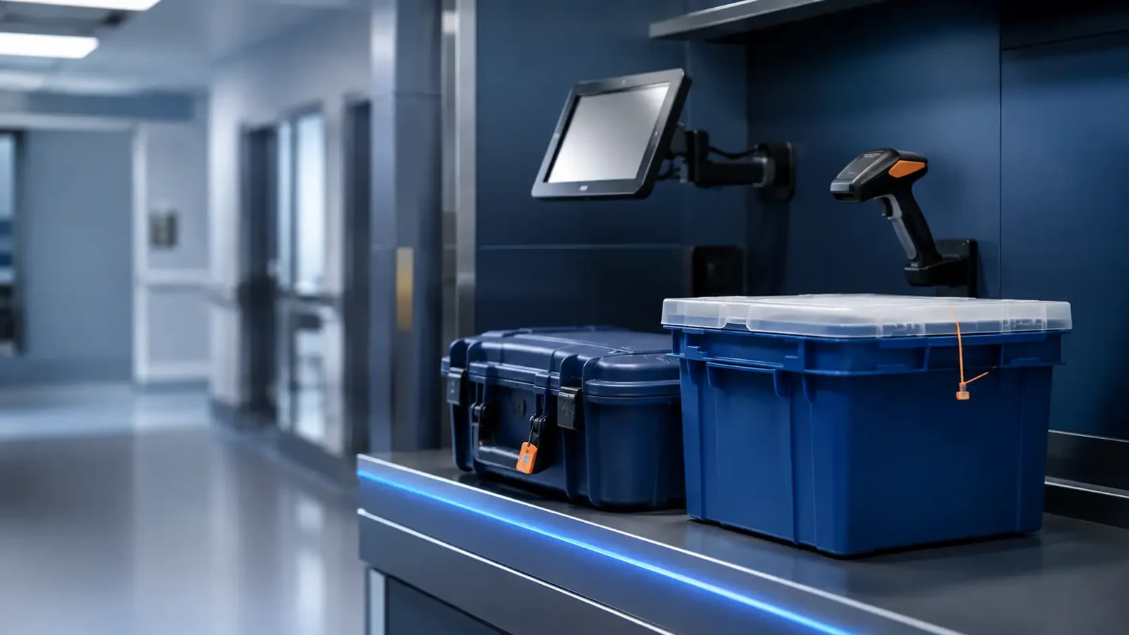 Prepared medical transport containers at a clinical collection point